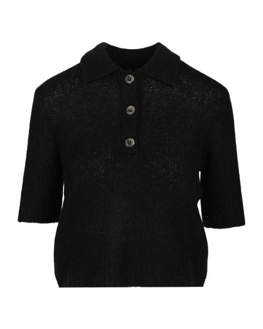 Lisa Yang Black Masy Polo Knitwear