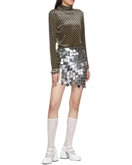 Rabanne Gray Asymmetric Circular-Disc Mini Skirt
