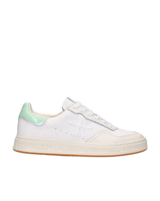 Premiata White Logo Sports Shoes