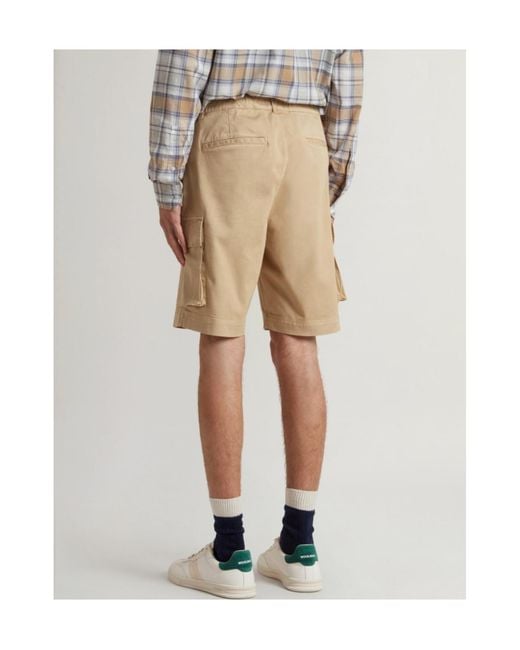 Woolrich Natural Garment-Dyed Twill Cargo Shorts for men