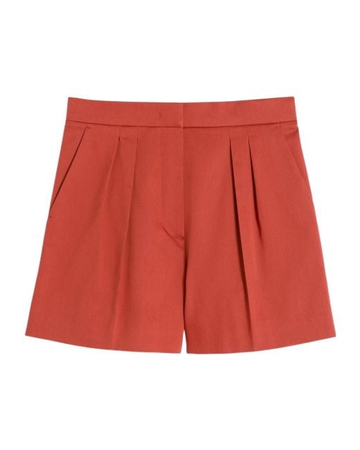Max Mara Red Tabacco Pleated Shorts
