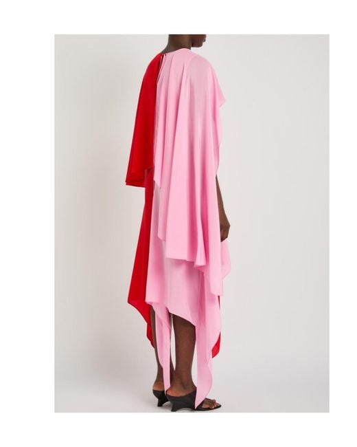 J.W. Anderson Red Cape Draped Silk-Chiffon Midi Dress