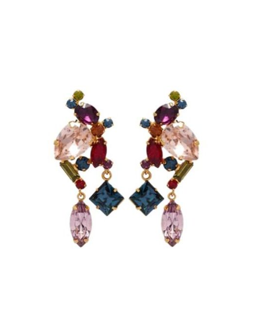 Jennifer Behr White Ambra Crystal-Embellished Drop Earrings