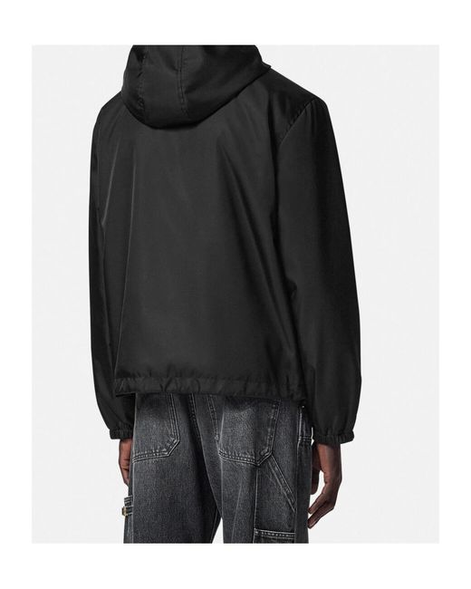 Versace Black Zip-Up Hooded Jacket for men