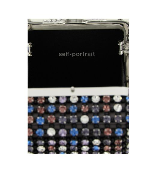 Self-Portrait Black Micro Crystal-Embellished Tote Bag