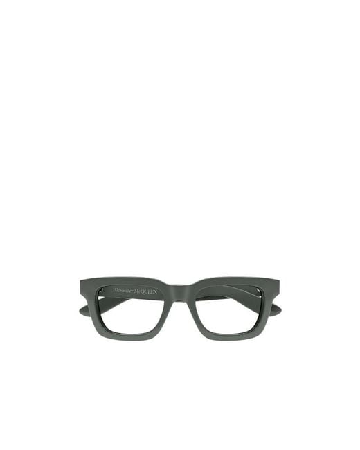 McQueen White Eyewear Rectangle Frame Glasses for men