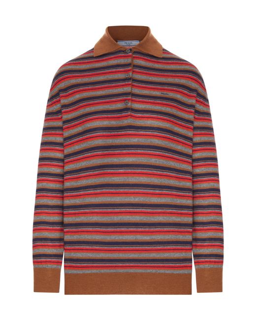 Prada Red Long-Sleeve Knit Top