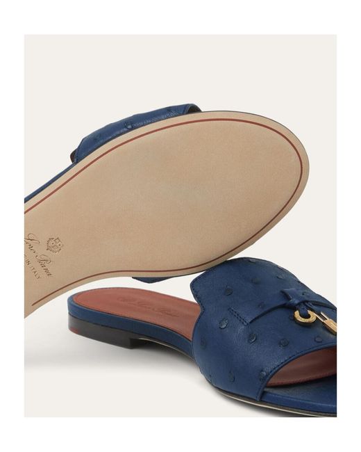 Loro Piana Blue Round Head Slippers