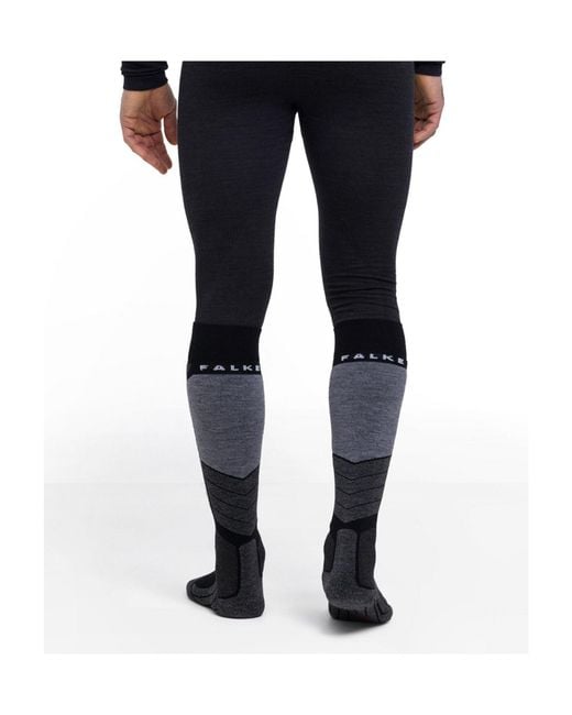Falke Blue Seamless Wool-Blend Leggings for men