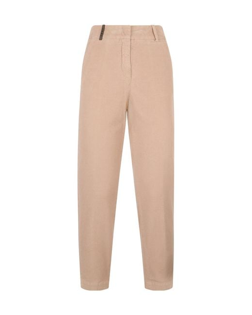Peserico Natural Corduroy Tapered-Leg Cropped Trousers