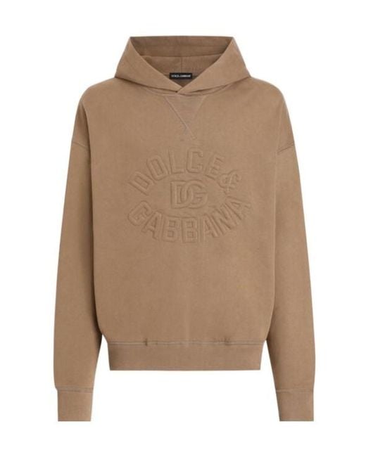 Dolce & Gabbana Brown Logo Embossed Oversize Hoodie for men