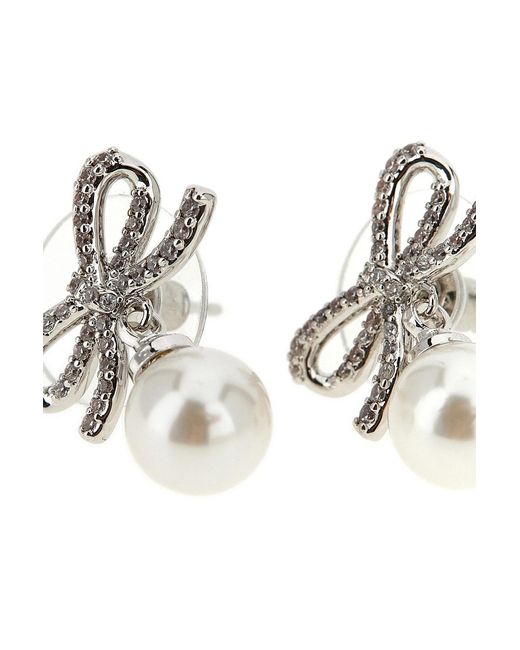 Self-Portrait White Bow-Detail Earrings