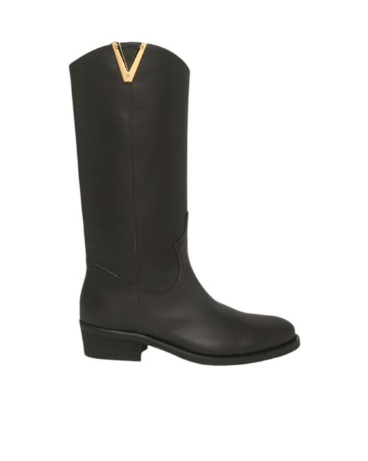 Via Roma 15 Black Round-Toe Boots
