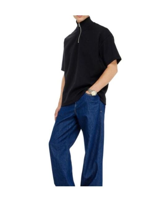 DIESEL Black Short-Sleeve Half-Zip Sweatshirt for men