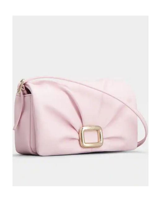 Roger Vivier Pink Ruched Detailed Mini Crossbody Bag
