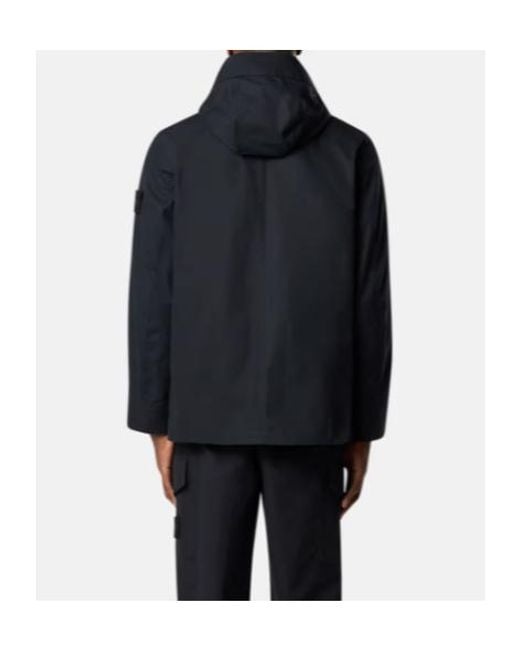 Stone Island Blue Ghost Logo Patch Hooded Coat for men