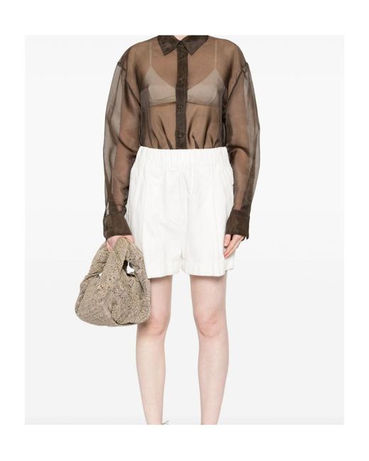 Dries Van Noten White Elastic Waist Shorts