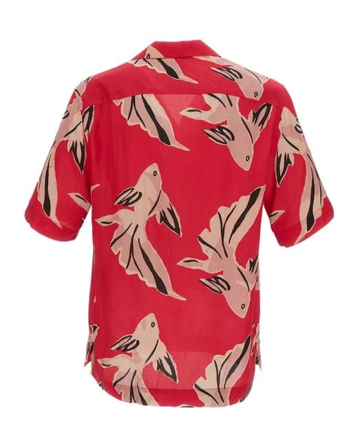 Paul Smith Red Fish Print Short-Sleeve Shirt for men