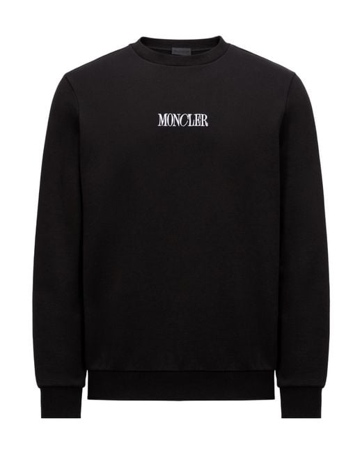 Moncler Black Embroidered Logo Sweatshirt for men