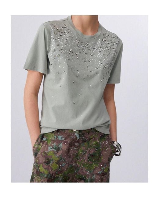 Liu Jo Gray Embellished T-Shirt