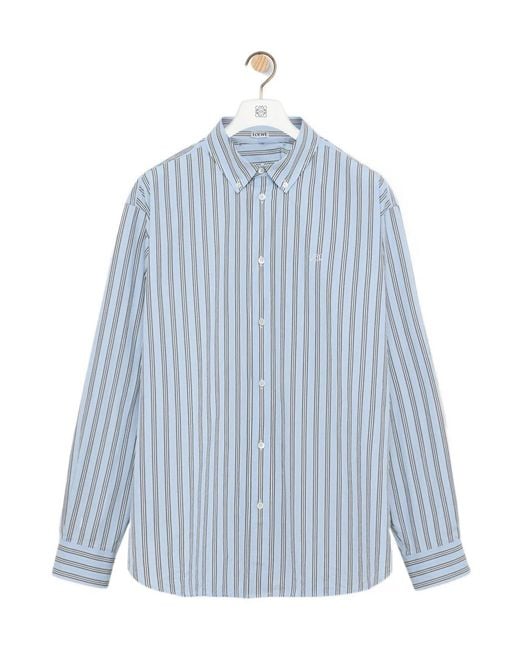 Loewe Blue Oversized Striped Shirt for men