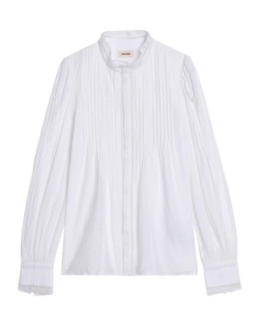 Zadig & Voltaire White Lace-Panelled Blouse