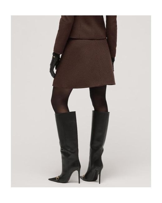 Gucci Brown Gingham Wool Mini Skirt