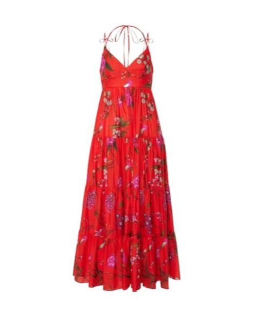 Erdem Red Floral Cotton-Blend Midi Dress