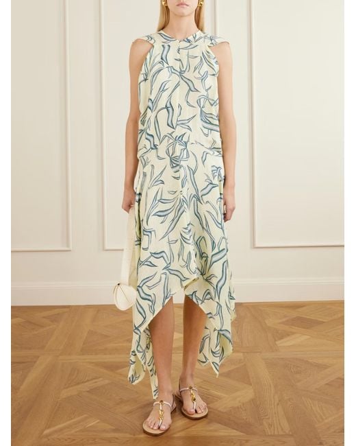 Proenza Schouler Green Sybella Printed Linen And Silk-Blend Maxi Dress