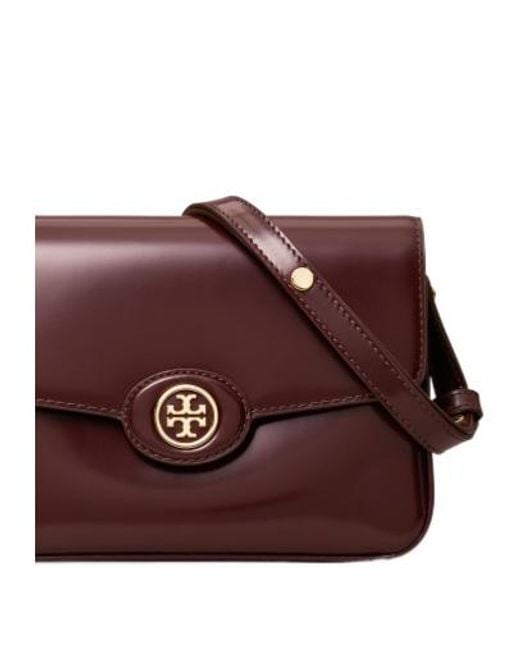 Tory Burch Brown Crosshatched Foldover Top Shoulder Bag