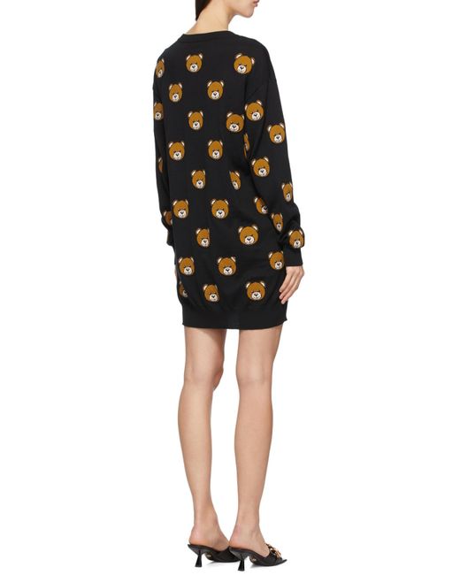 Moschino Black Teddy Bear Pattern Knit Dress