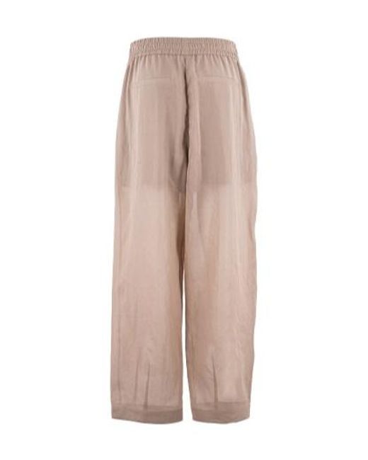 Brunello Cucinelli Natural Sheer Wide-Leg Pants