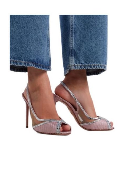 Aquazzura Pink Embellished Slingback Sandals