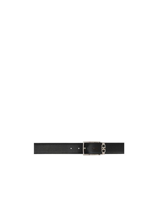 Ferragamo White Gancini Double-Sided Belt for men