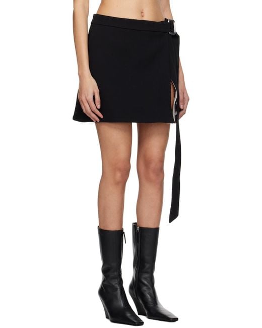 AMI Black Wrap Virgin Wool Miniskirt