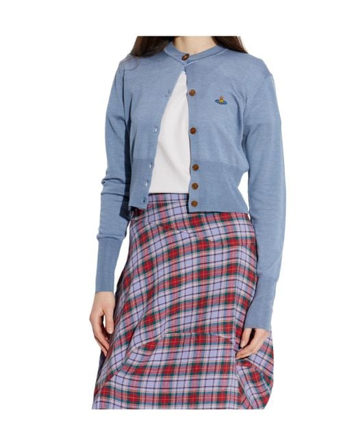 Vivienne Westwood Blue Bea Knit Cropped Cardigan