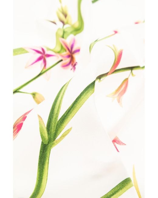 Ferragamo White Floral Logo Printed Scarf