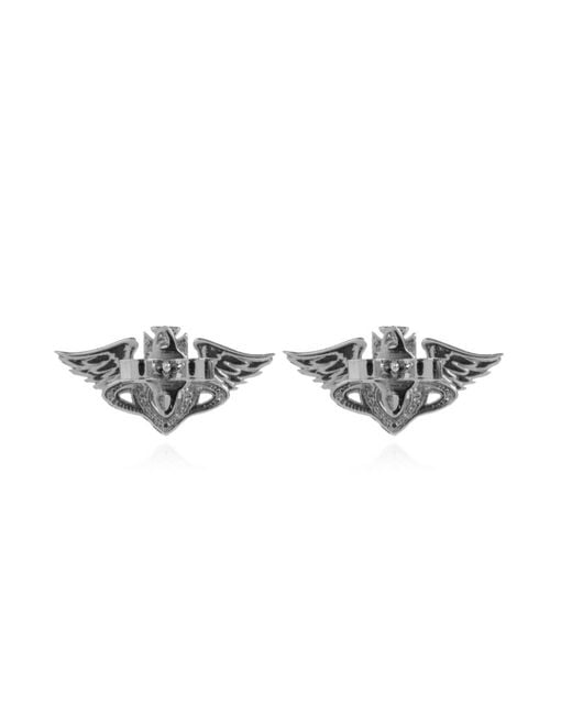 Vivienne Westwood White Wing-Motif Earrings