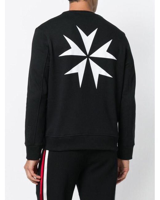 Neil Barrett Black Maltese Cross Printed Cotton Hoodie for men