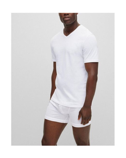 Boss White V-Neck T-Shirts for men