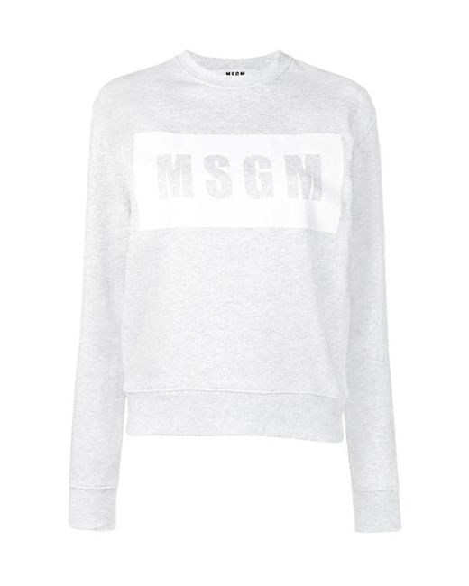 MSGM White Printed Logo Sweater