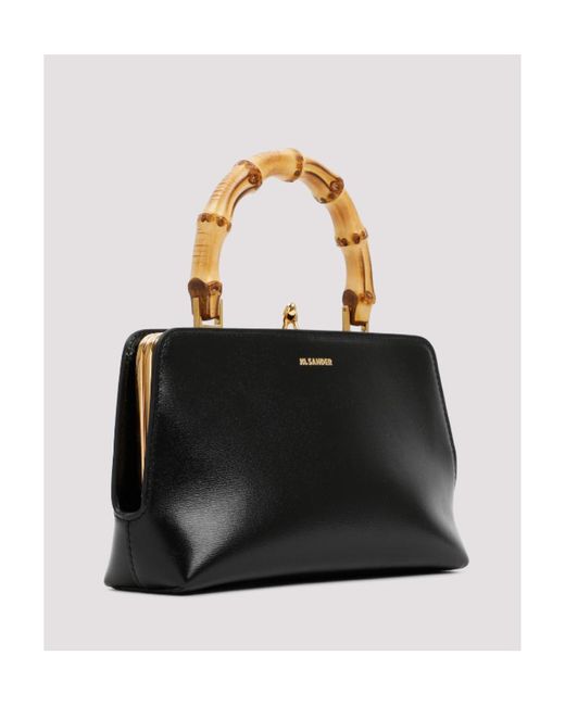 Jil Sander Black Goji Logo Embossed Mini Top Handle Bag