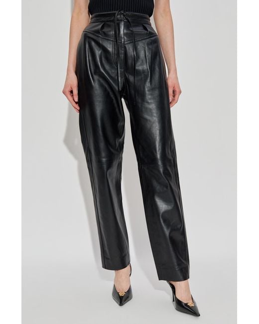 IRO Black Drawstring Leather Trousers