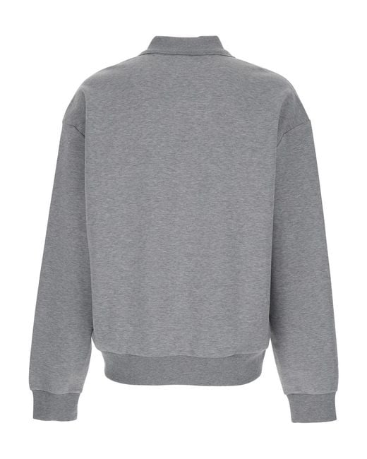 Boss Gray Drop Shoulder Long Sleeved Polo Shirt for men