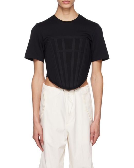 Dion Lee Black Corset Organic Cotton T-Shirt for men