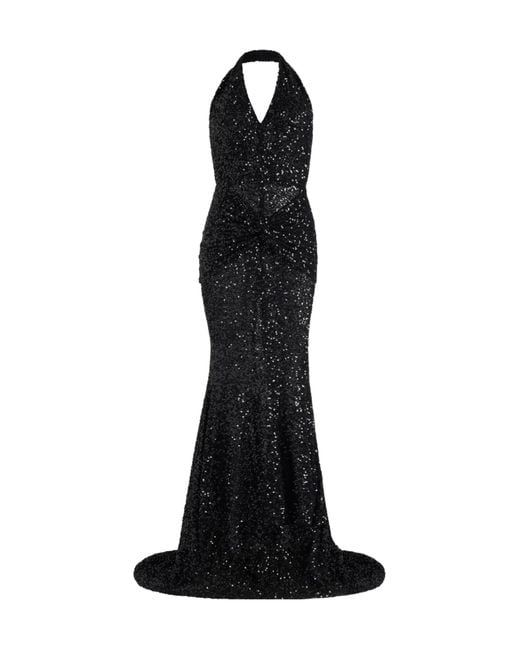 Patou Black Sequinned Halterneck Maxi Dress