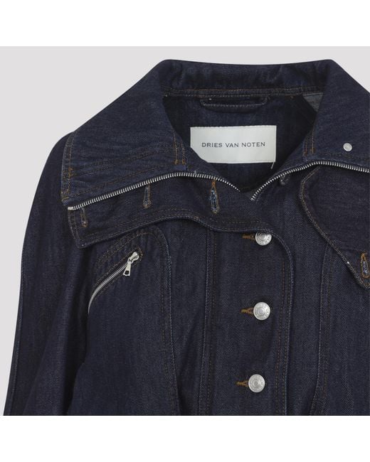 Dries Van Noten Blue Long-Sleeve Denim Jacket