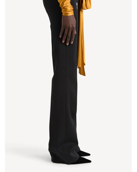 Balmain Black Low-Waisted Wool Satin Trousers