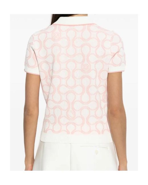 Casablanca Pink Patterned Polo Top