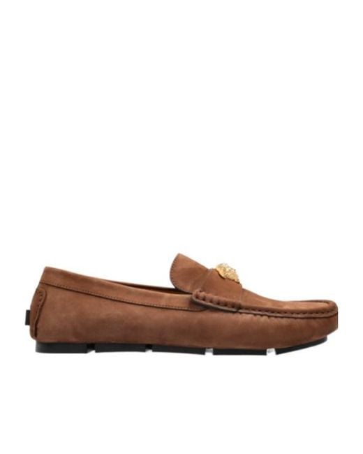 Versace Brown Medusa Leather Loafers for men